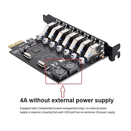 Cablecc 7 Ports PCI-E auf USB 3.0 HUB PCI-Express Erweiterungskarte Adapter 5 Gbps für Motherboard