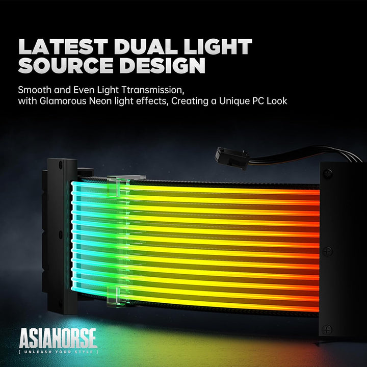 AsiaHorse 24Pin ATX Adressierbare RGB Kabel, ARGB 24PIN Mainboard Sleeved Cable, 5V 3PIN PSU Kabelve