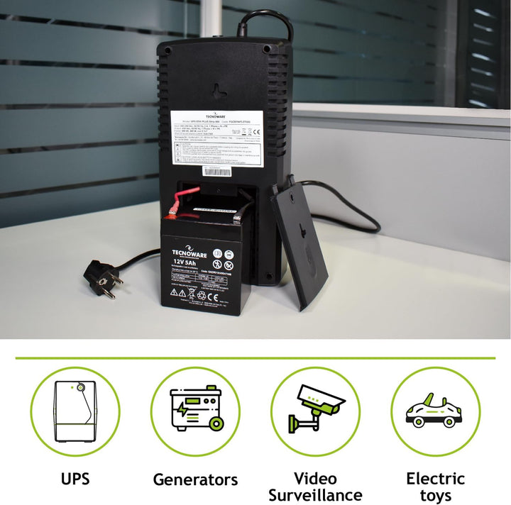 Tecnoware Power Systems - Ersatzbatterie für USV, Videoüberwachung und Alarmsysteme, 12V 5Ah Kapazit