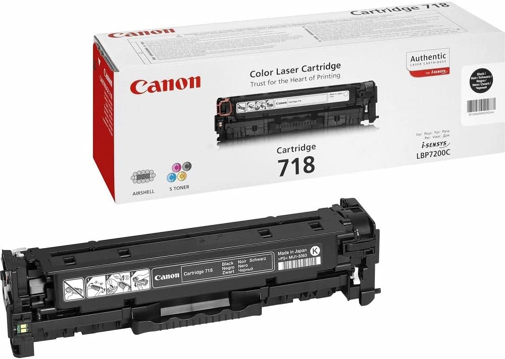 Canon 718 Bk original Toner Schwarz für ISensys Laserdrucker Toner Cartridge Schwarz, Toner Cartridg
