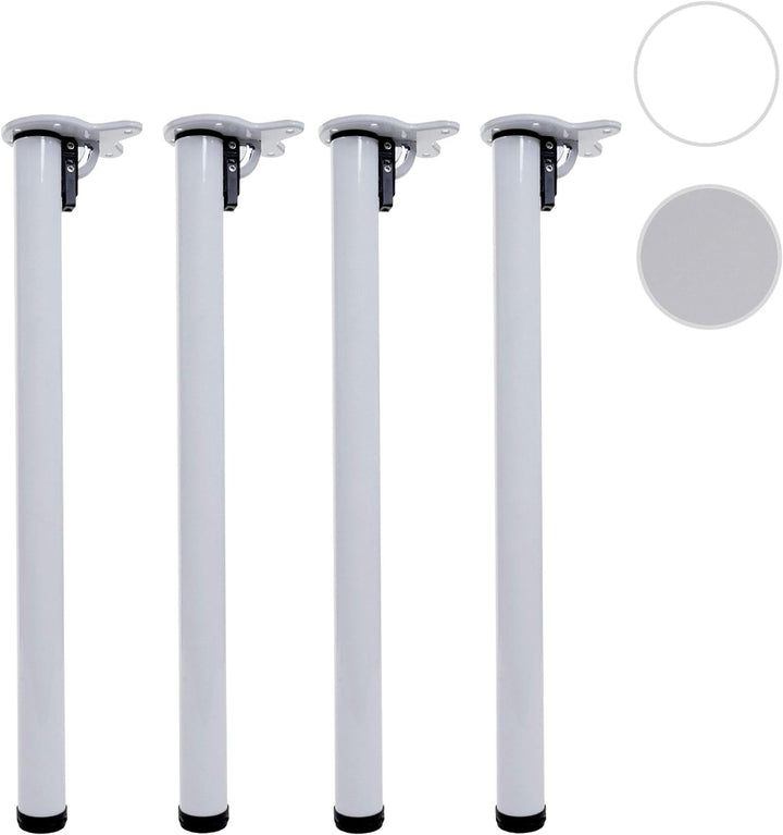 Mendler 4er-Set Tischbein HWC-H34AM, für Schreibtisch Esstischfuss Tischgestell, klappbar 72cm - wei
