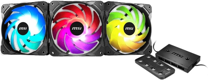 MSI MAX F12A-3H 120 mm Gehäuse Lüfter (3 x 120 mm Lüfter, LED-Steuerung, Fernbedienung, 3er Pack, sc