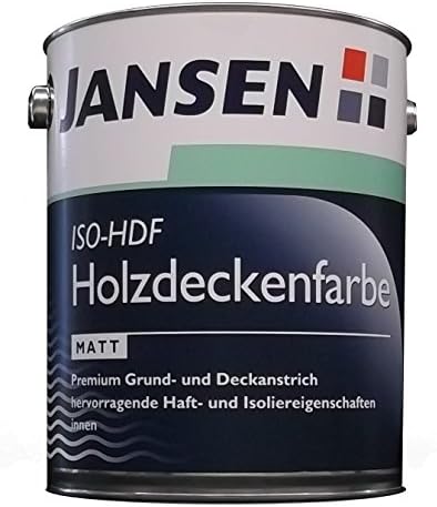 Jansen ISO-HDF Holzdeckenfarbe weiss 5 Liter matt Grund und Deckanstrich