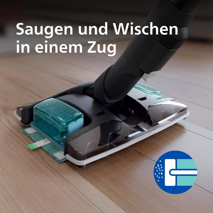 Philips Kabelloser Akku-Staubsauger 8000 Serie Aqua Plus, Staubsaugen und Wischen, PowerCyclone 12,
