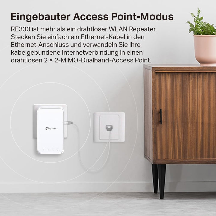 TP-Link RE330 WLAN Verstärker Repeater AC1200 (867MBit/s 5GHz + 300MBit/s 2,4GHz, WLAN Verstärker, A