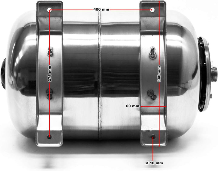 Edelstahl 100 l Ausdehnungsgefäss für Hauswasserwerke und Druckerhöhungsanlagen mit EPDM Membran