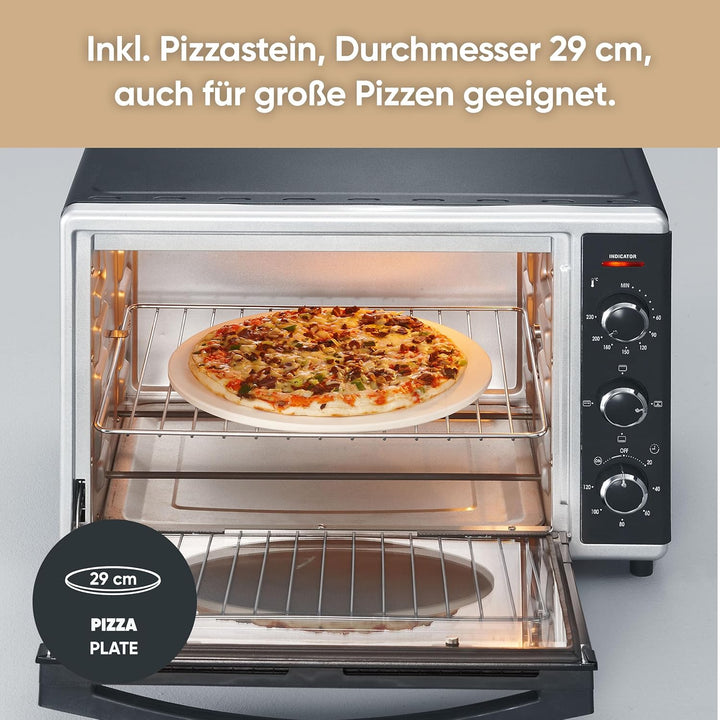 SEVERIN Back- und Toastofen mit Umluftfunktion, Mini Backofen mit Grillrost, Backblech, Drehspiess u