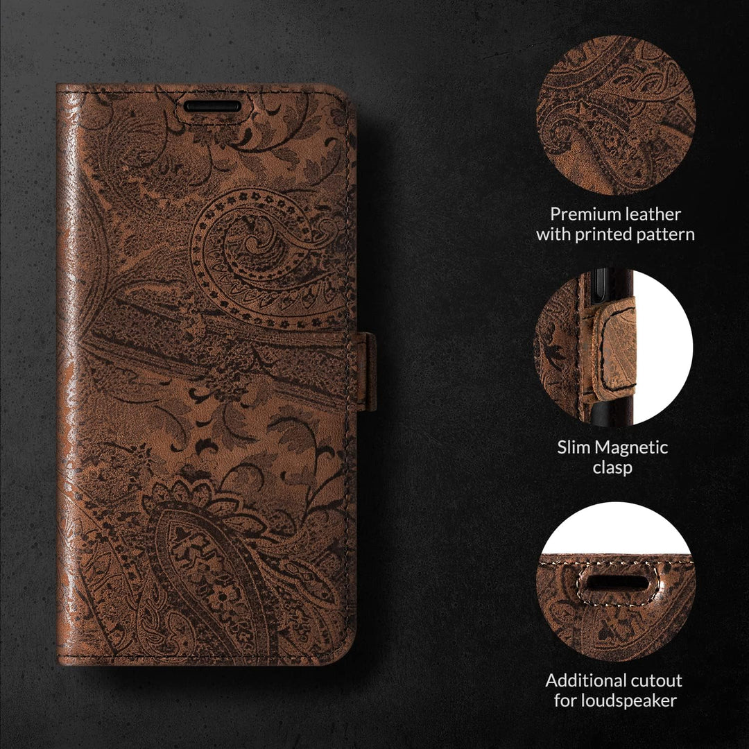 SURAZO Premium 2.0 Handyhülle für Apple iPhone 14 Plus Hülle Leder – Klappbare Echtleder Schutzhülle