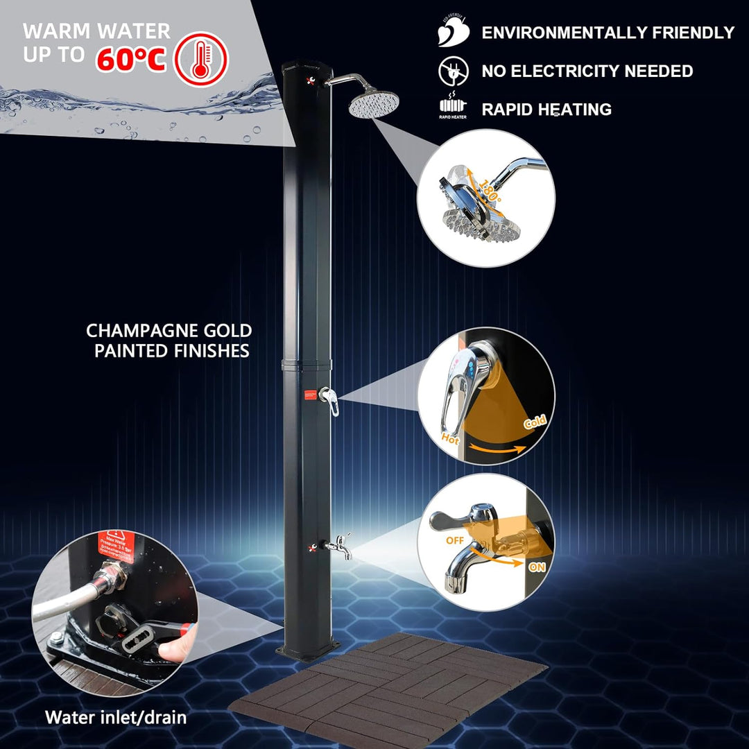 CCLIFE Solardusche mit Kunststoffboden 40L Solar Gartendusche Pooldusche Regendusche Aussendusche Ga