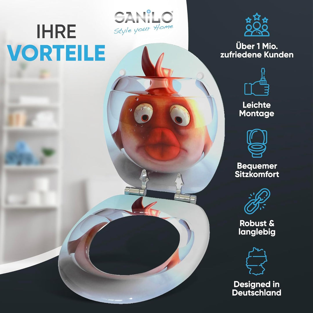 Sanilo WC-Sitz mit Absenkautomatik l Hochwertiger Toilettensitz aus Holz l Toilettendeckel in versch