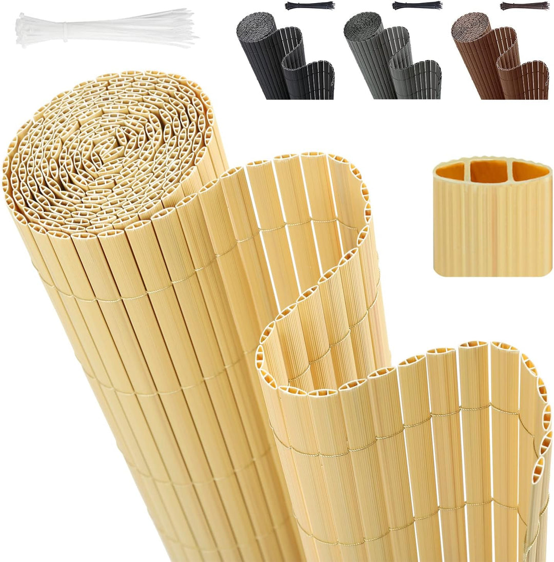 Sekey PVC Sichtschutzmatte 100x500cm Doppelte Verstärkung Innen, Balkon Sichtschutz mit Kabelbindern