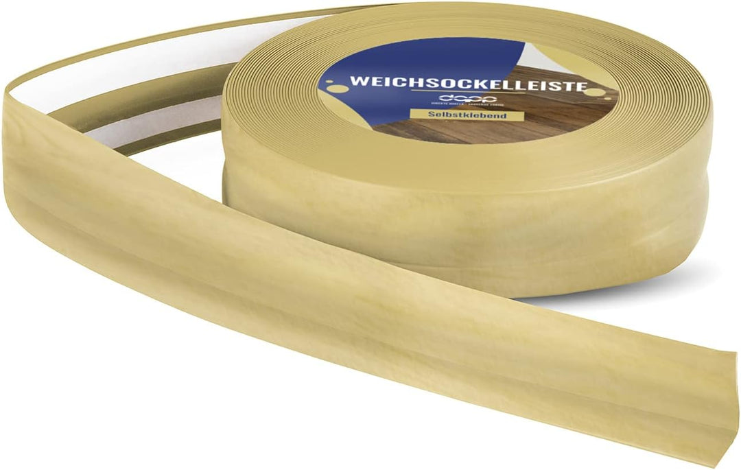 DQ-PP WEICHSOCKELLEISTE | 20m | kiefer | 32x23mm | PVC | selbstklebend | Knickwinkel Fussleisten Gum