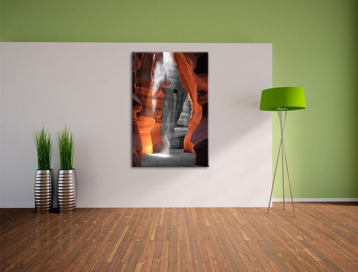 prächtiger Antelope Canyon schwarz/weiss Format: 100x70 auf Leinwand, XXL riesige Bilder fertig gera