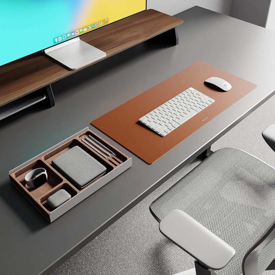 Raico Schreibtischablage mit Fächern, Kork & Aluminium, Auffangbehälter, Stiftablage, geholte Altern