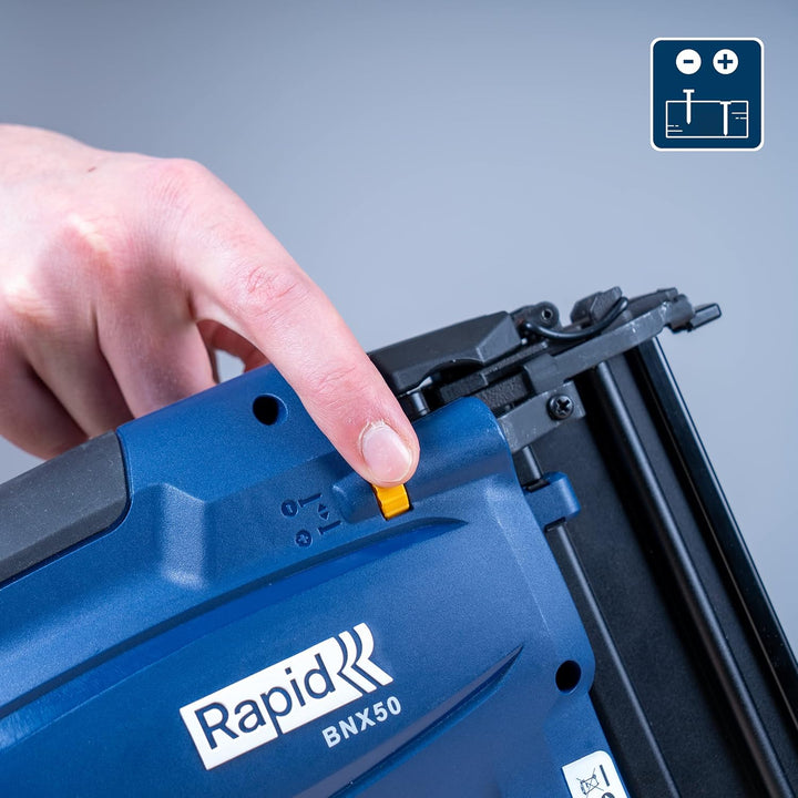 Rapid BNX50 18V P4A Akku-Nagler-Set, Kabelloser Akku-Nagler, verstellbare Einschlagtiefe, für Sockel