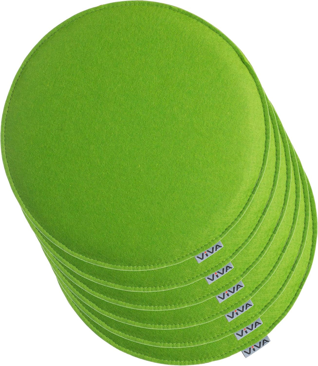 Sitzkissen Filz Rund 6er Set – Ø 35 cm in Grün – Stuhlkissen aus Filz für Innen & Aussen – robuste S