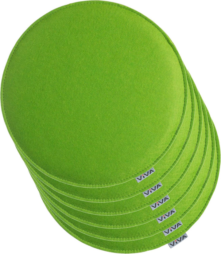Sitzkissen Filz Rund 6er Set – Ø 35 cm in Grün – Stuhlkissen aus Filz für Innen & Aussen – robuste S