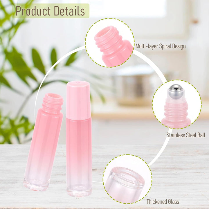 Pxyelec 42 x 10 ml ätherische Ölflaschen, Aromatherapie, Parfüm, Roll-on-Flaschen mit Edelstahlkugel