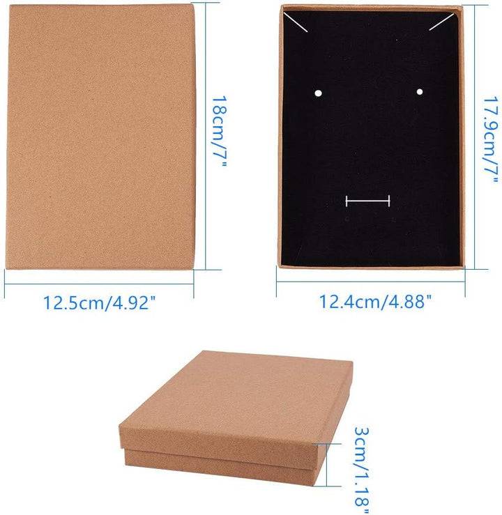 BENECREAT 12 Pack Halskette Ring Box 18x12,5x3cm Kraft Brown Rechteck Karton Schmuckschatullen Gross