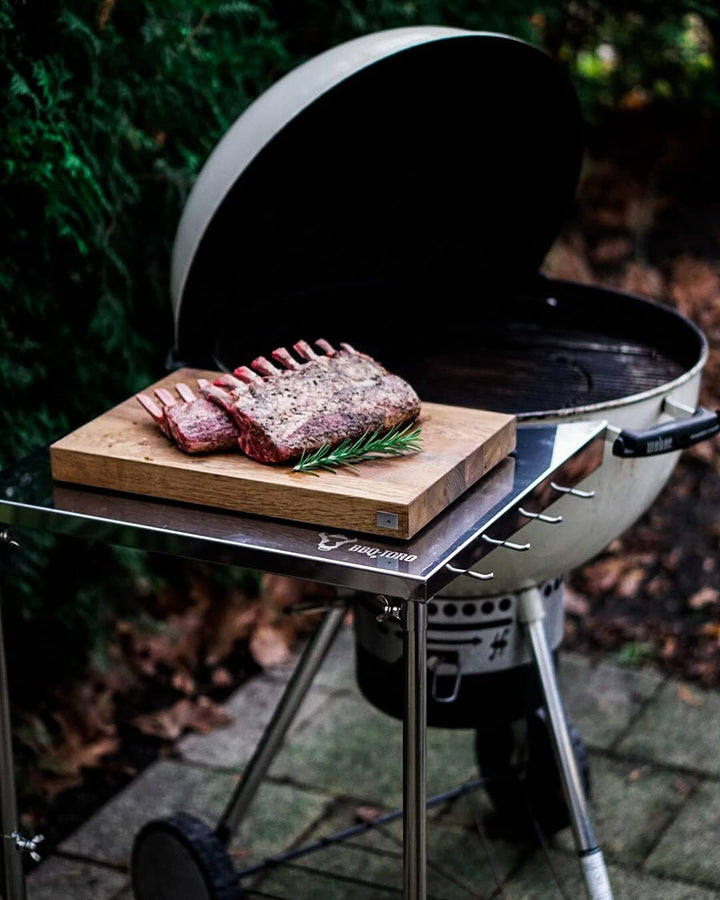 BBQ-Toro Edelstahl Beistelltisch für Ø 57 cm Kugelgrill | 55 x 51 x 47-74 cm | höhenverstellbarer Ku