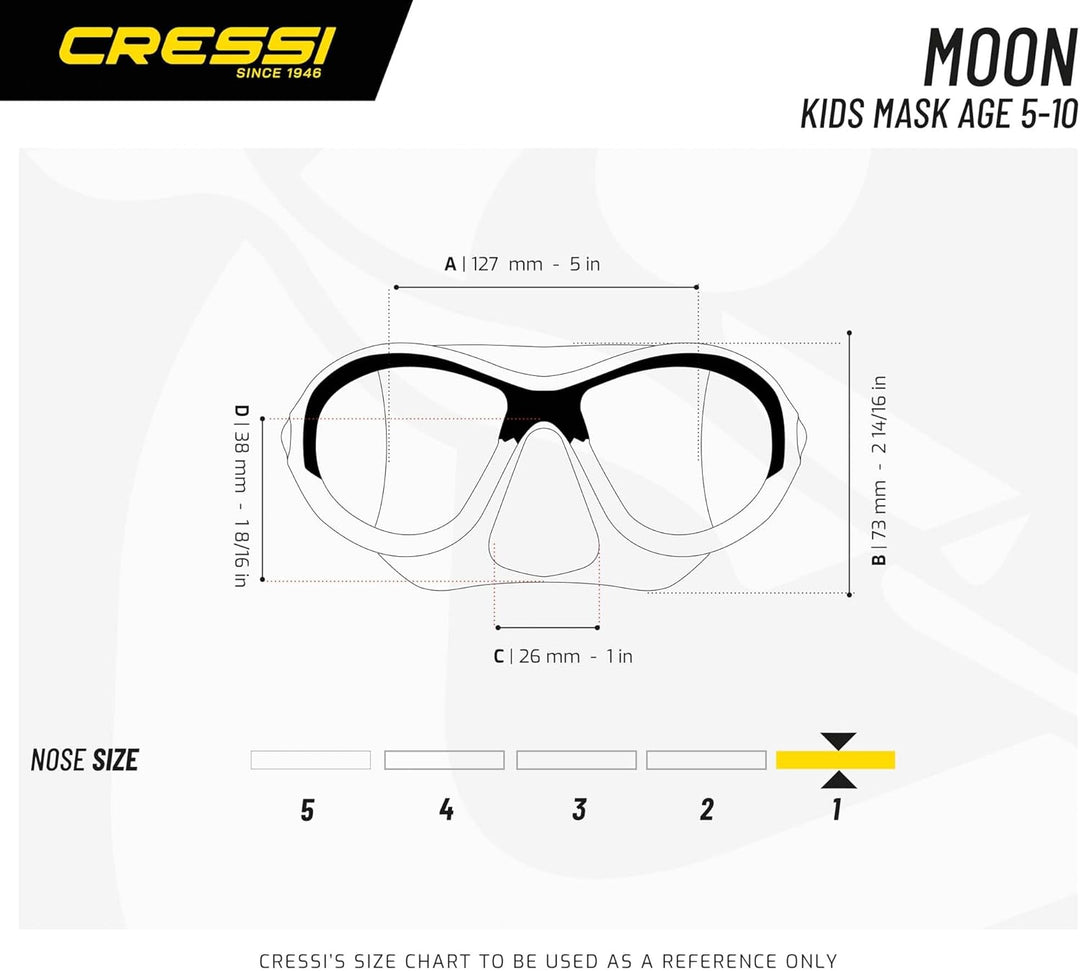 Cressi Moon Kid - Taucherbrille Kinder 7–15 Jahre Silikon Anti-Allergisch Kratzfest, Verstellbare Ta
