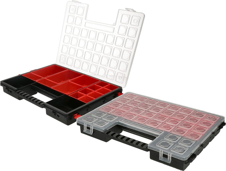 KOTARBAU® Tragbarer Sortimentsdoppelkasten Organizer mit herausnehmbaren Behältern, Organizer mit he
