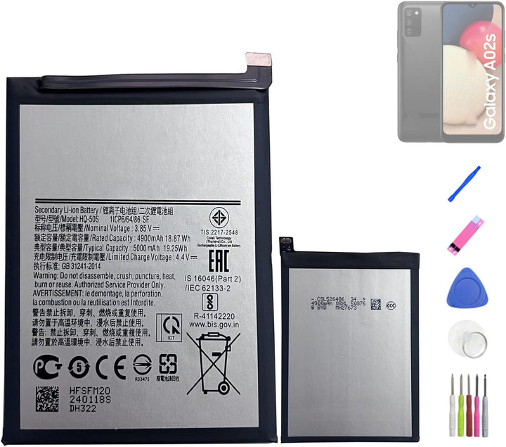 HIGHAKKU Ersatzakku HQ-50S kompatibel mit Samsung Galaxy A02S SM-A025 with Tools, A02S