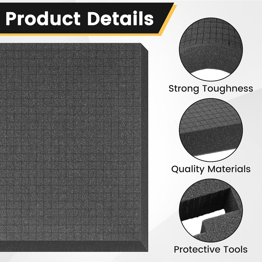 Pameil 4 Stück 400 x 300 x 50 mm Schaumstoff Zuschnitt Rasterschaumstoff - Werkzeugkoffer Kamerakoff