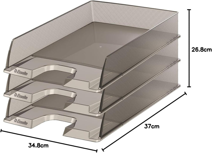 Esselte Briefkorb, A4, 10er Pack, Grau Transparent, Europost, 623604, Grau Transparent