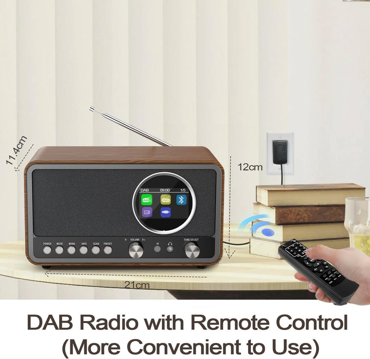 Monodeal DAB Radio (DAB+, DAB Plus, UKW, HiFi Lautsprecher 5W, Kopfhöreranschluss, TFT Display, Tast