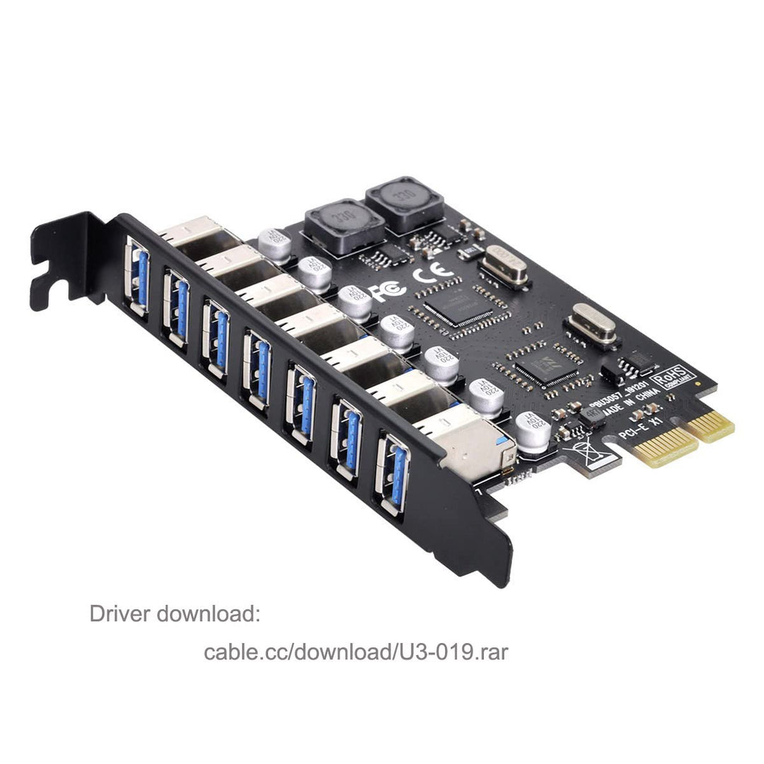 Cablecc 7 Ports PCI-E auf USB 3.0 HUB PCI-Express Erweiterungskarte Adapter 5 Gbps für Motherboard