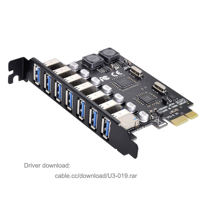 Cablecc 7 Ports PCI-E auf USB 3.0 HUB PCI-Express Erweiterungskarte Adapter 5 Gbps für Motherboard