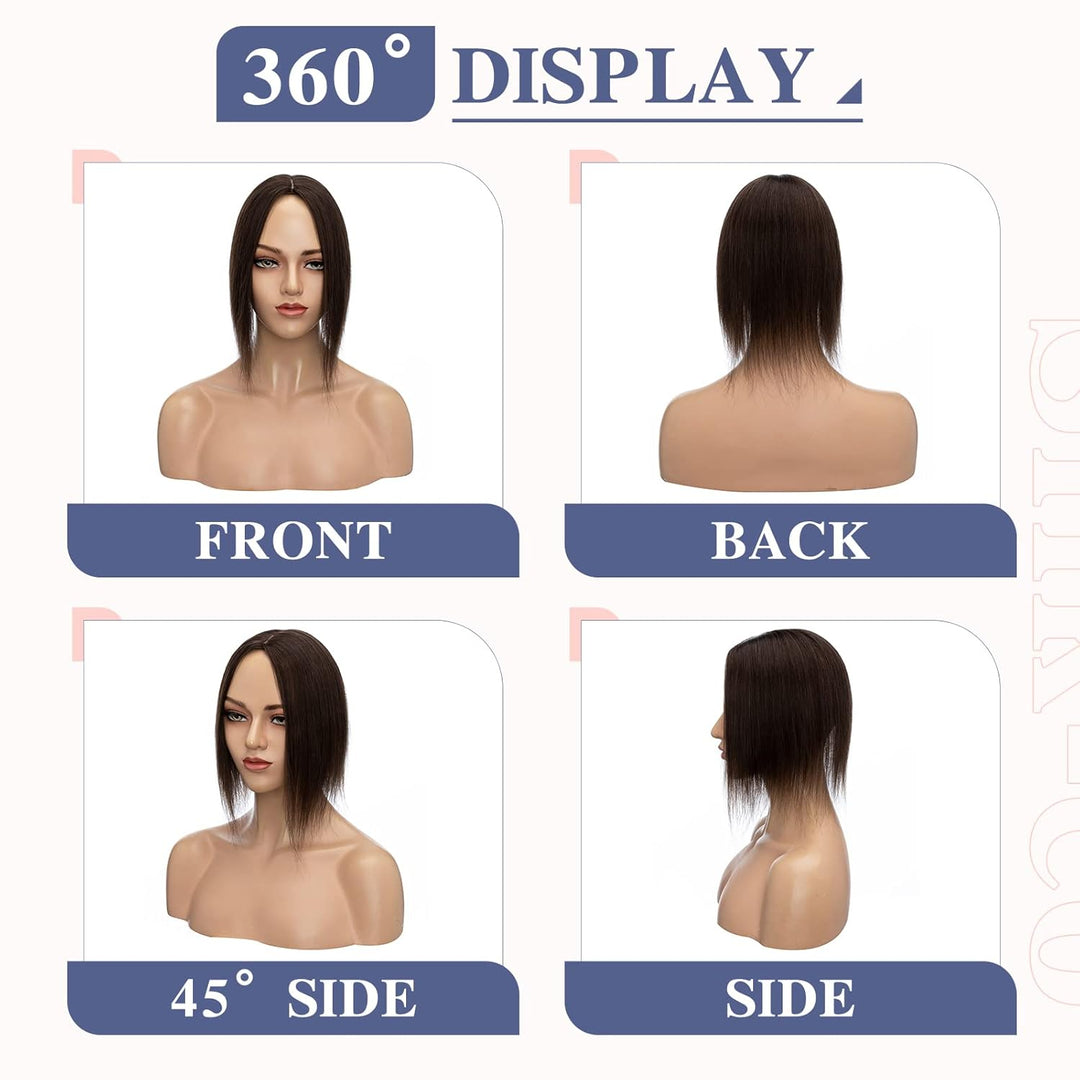 Silk-co Haarteile Echthaar Clip in Extensions Echthaar Toupee Haarverlängerung Toupee Hair Extension