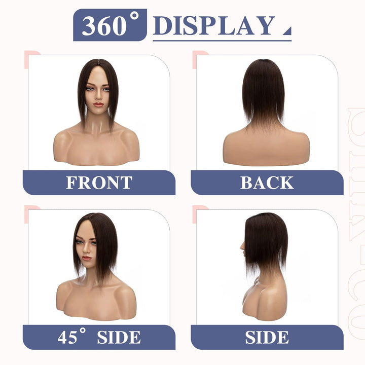 Silk-co Haarteile Echthaar Clip in Extensions Echthaar Toupee Haarverlängerung Toupee Hair Extension