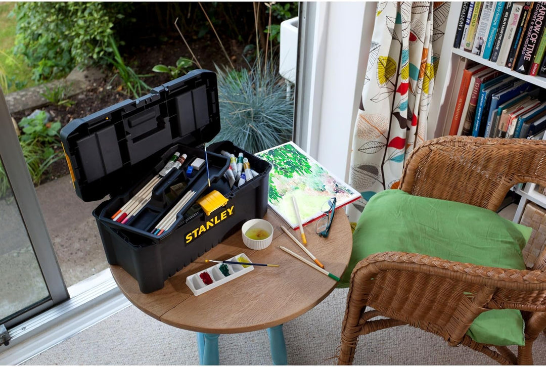 Stanley Werkzeugbox / Werkzeugkasten (16", 20x19,5x41cm, stabiler Werkzeugkoffer aus Kunststoff, Wer