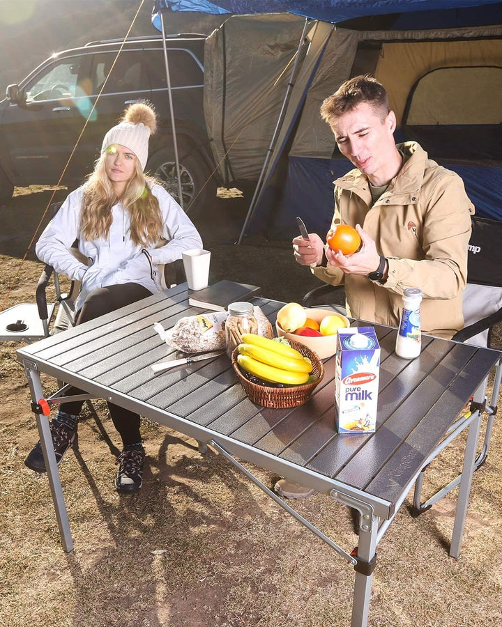 KingCamp Campingtisch Klapptisch Gartentisch Leichtgewicht für 4-6 Personen Silber Schwarz