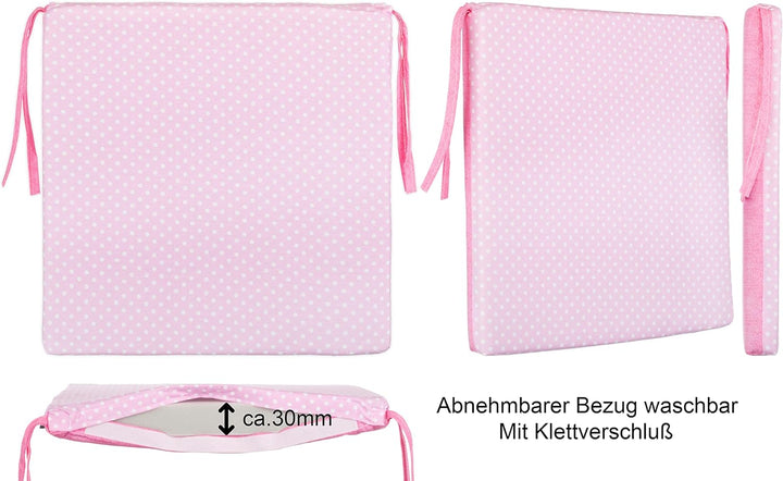 Brandsseller 4er Set Sitzkissen 40x40 cm mit Punkten – Bequeme Stuhlauflagen mit Bindebändern & abne