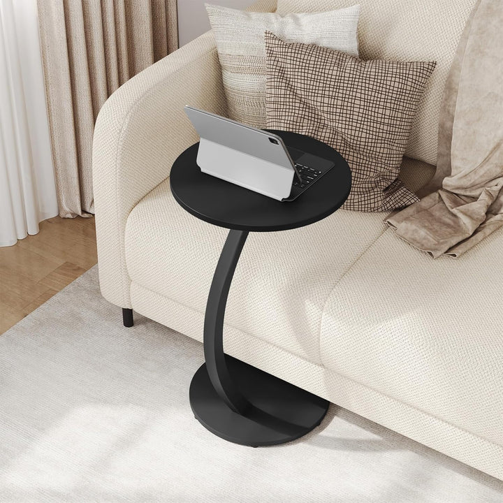 WOLTU Beistelltisch C Form, Couchtisch rund, Sofatisch Kaffeetisch, Kleiner Tisch für Couch Sofa Bet