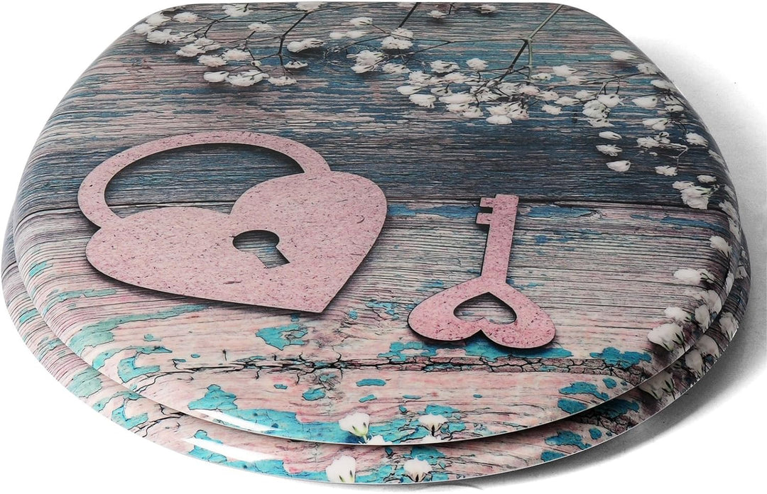 WOLTU WC Sitz mit Absenkautomatik,Toilettensitz Motiv,Toilettendeckel aus Duroplast,Stable Klodeckel