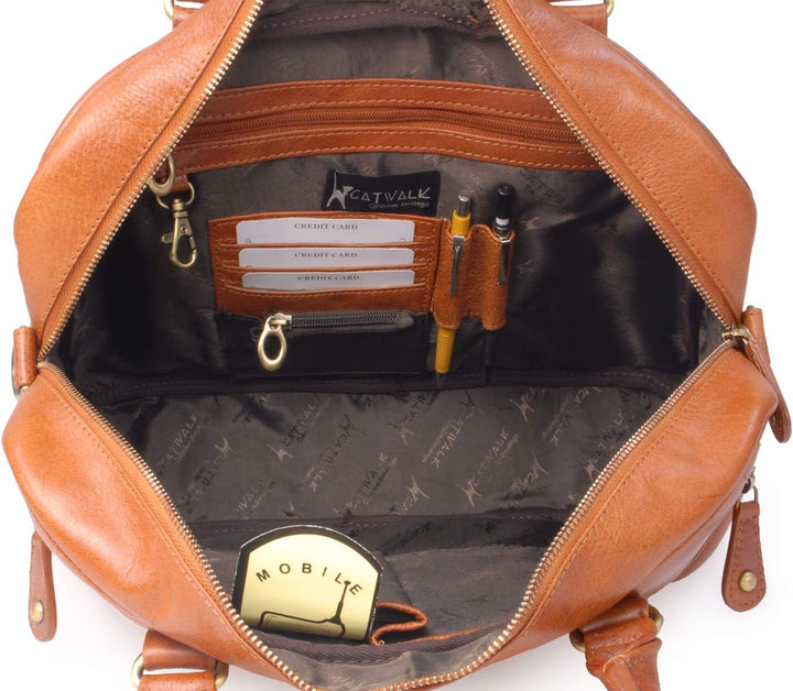 Catwalk Collection Handbags - Leder - Schultasche/Arbeitstasche/Aktentasche für Damen - Laptop/iPad