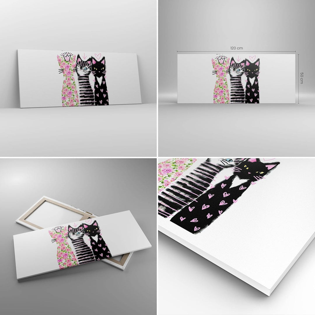 Wandbilder Dekoration Wohnzimmer Katzen Blumen Tiere Panorama Bilder auf Leinwand 120x50cm Leinwandb