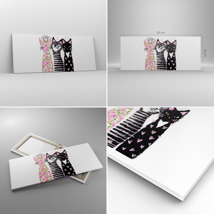 Wandbilder Dekoration Wohnzimmer Katzen Blumen Tiere Panorama Bilder auf Leinwand 120x50cm Leinwandb