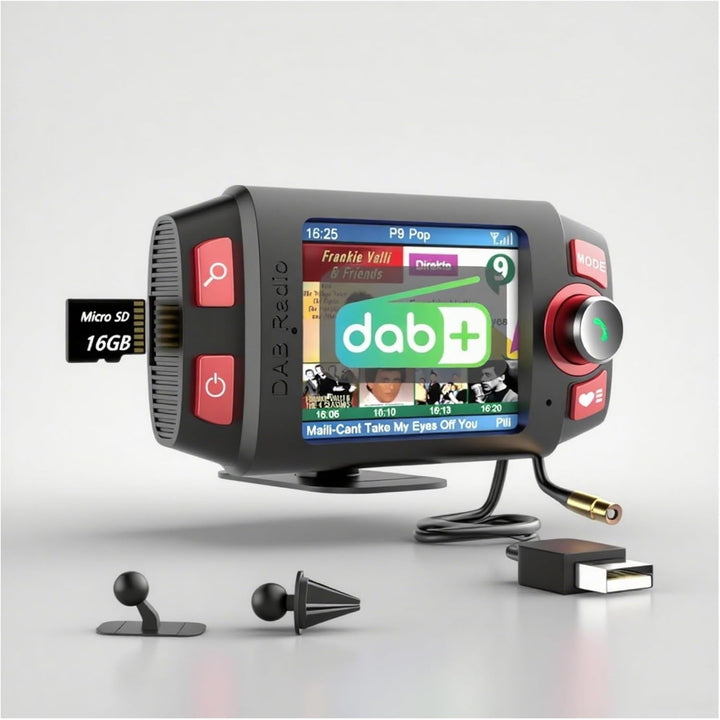 Epronic DAB/DAB+ Radio Adapter für Autoradio Bluetooth-Freisprecheinrichtung, 2,4" LCD Display Tragb