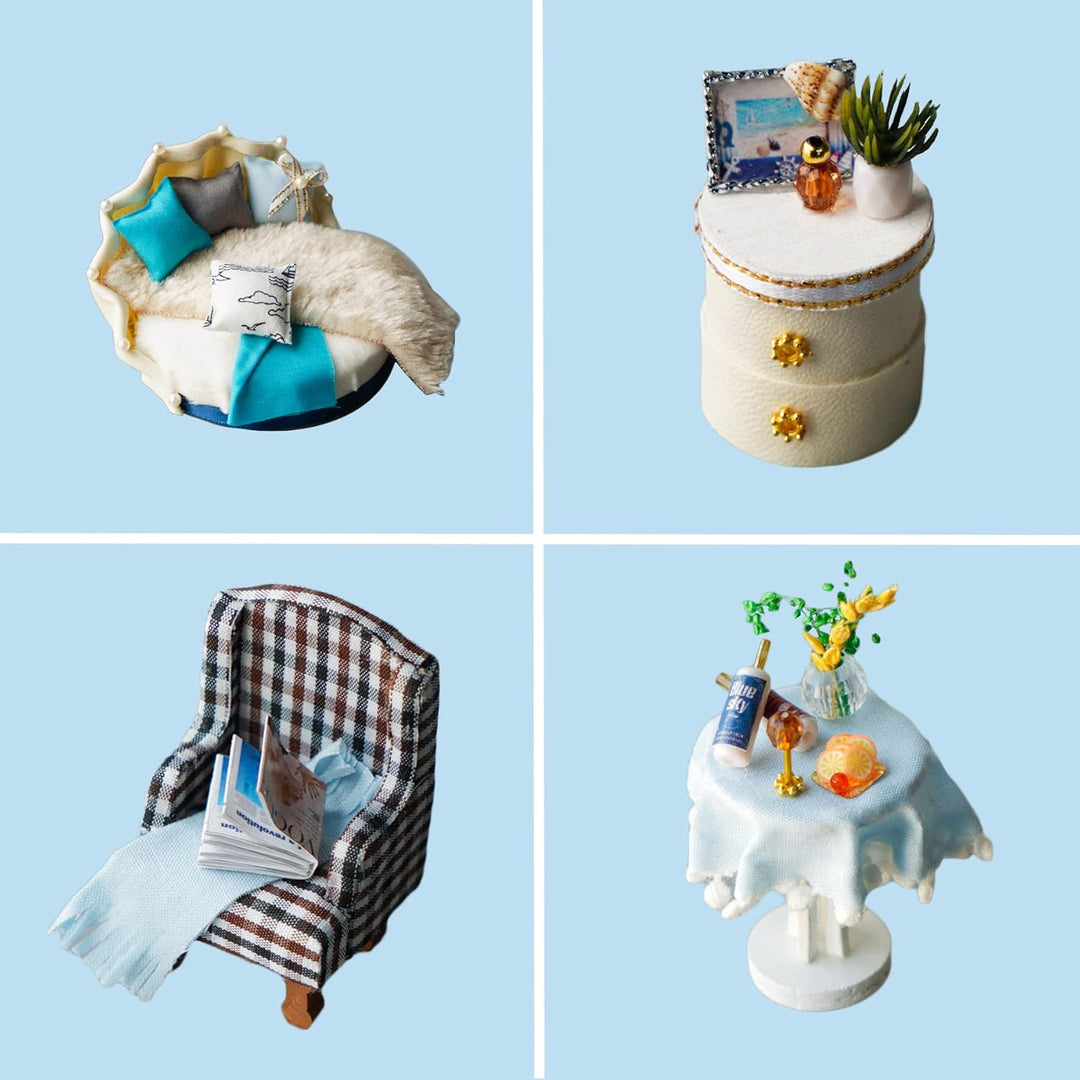 Cuteefun DIY Miniatur Puppenhaus Kit für Anfänger zu Bauen Miniatur Haus mit Möbeln und Werkzeugen S