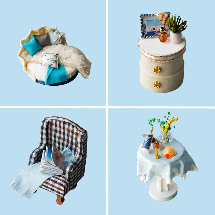 Cuteefun DIY Miniatur Puppenhaus Kit für Anfänger zu Bauen Miniatur Haus mit Möbeln und Werkzeugen S