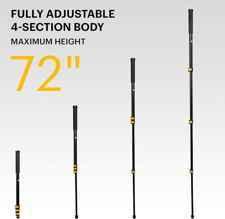 | 53,3 cm - 182,9 cm leichtes Aluminium-Einbeinstativ | 4-Fach Verstellbarer Klappverschluss, Smartp