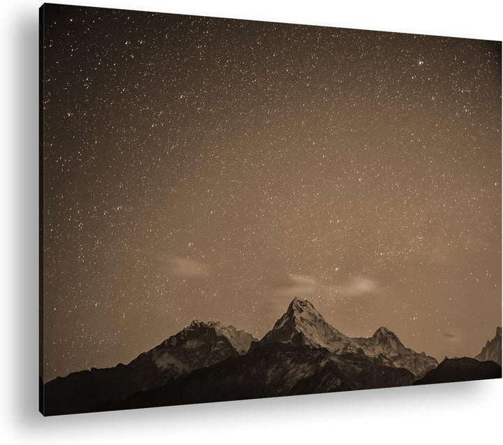 deyoli über den Bergspitzen Effekt: Sepia, Format: 80x60 als Leinwandbild, Motiv fertig gerahmt auf