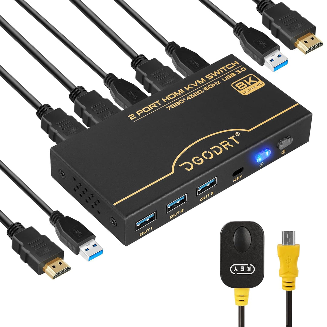 8K 60Hz HDMI 2.1 KVM Switch 4K 120Hz, 2 Port Box KVM Switch mit USB 3.0 für 2 Computer 1 Monitor, di