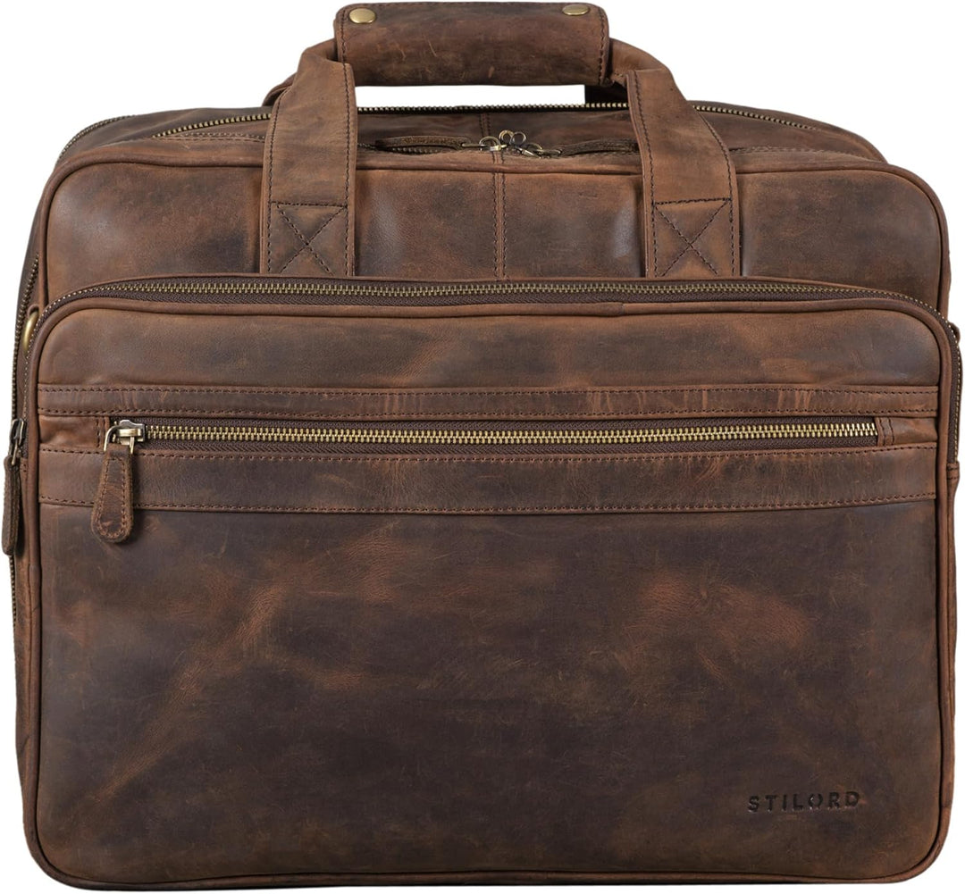 STILORD 'Leopold' XL Echtleder Aktentasche - der verbesserte Geheimtipp für Lehrerzimmer & Büro - Bu