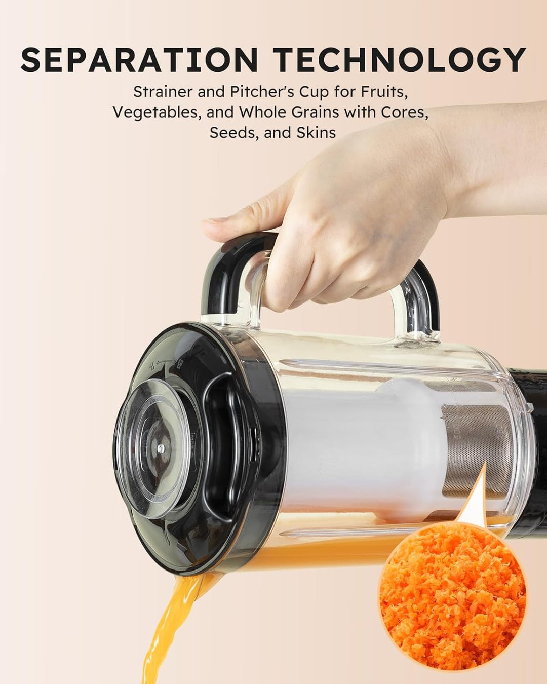 Sangcon 5 in 1 Standmixer und Smoothie Maker, 500W für Shakes und Smoothies Fleisch Gehackt, 3 Gesch